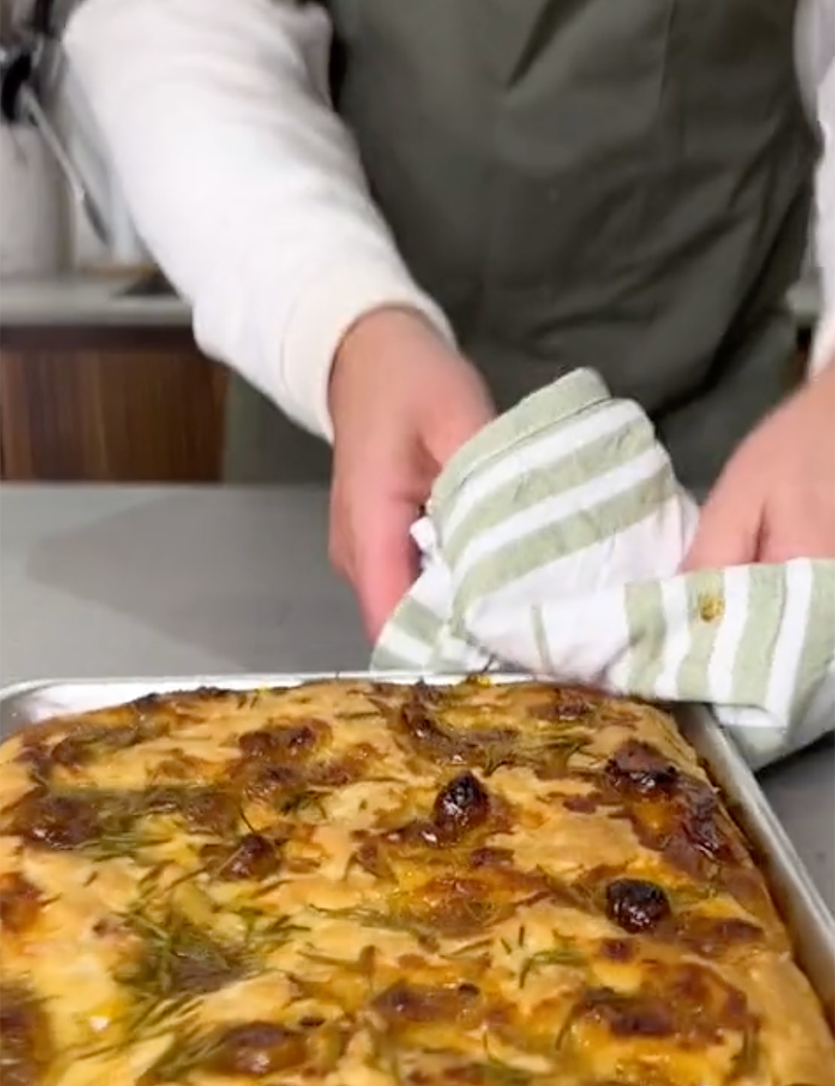 Focaccia + confit onion and rosemary
