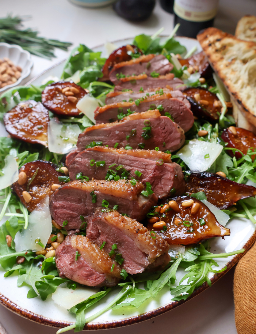 Salad with Duck Breast and Caramelized Figs