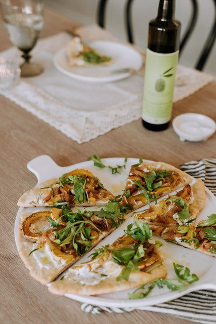 Squash, Mascarpone and Caramelized Onion Flatbread by Vanessa Perrone
