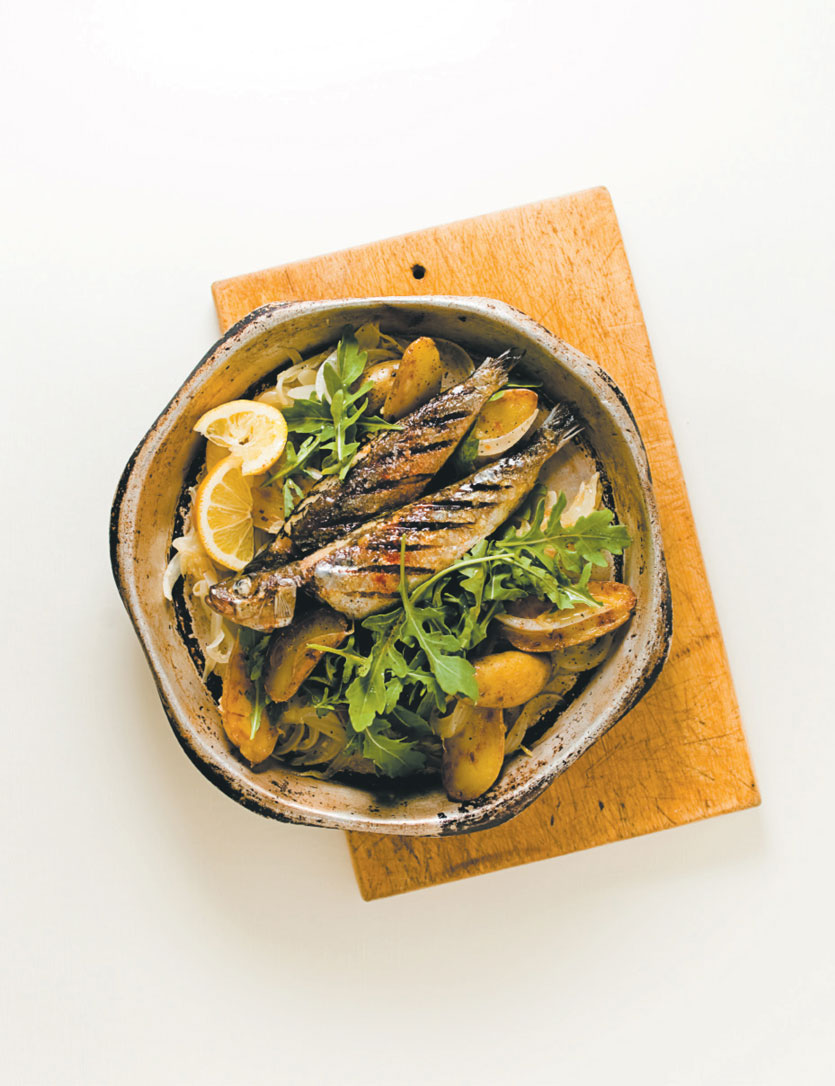 Potato and arugula chiffonade
