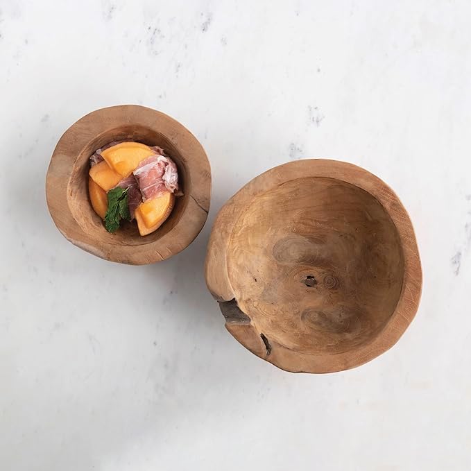 Bols en bois de teck | Ensemble de 2