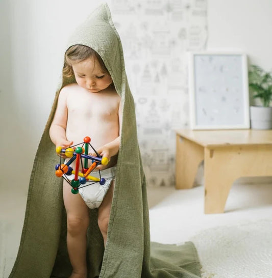 Kids Linen Hooded Waffle Towel