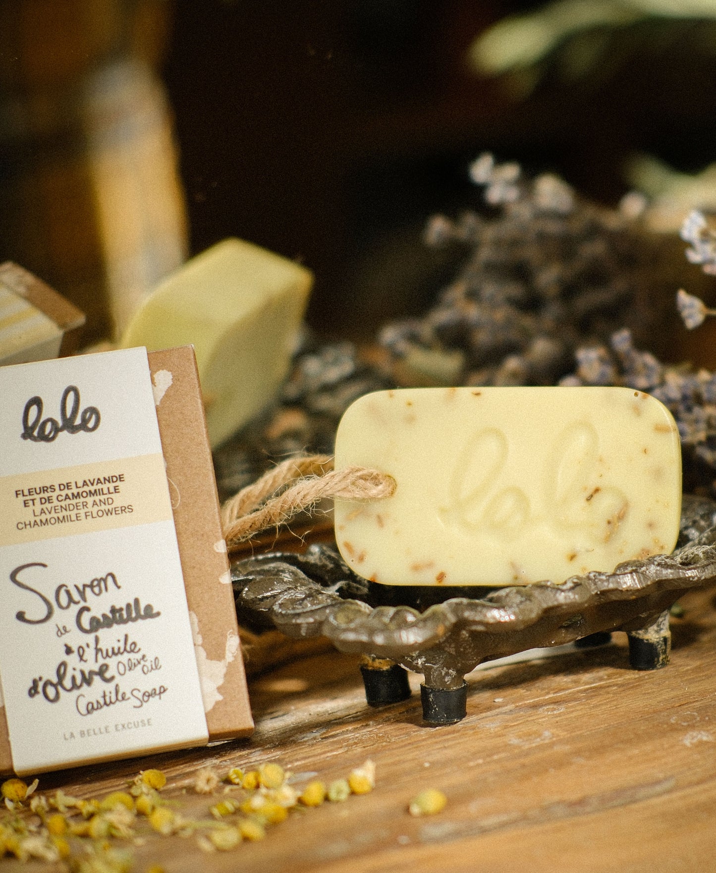 Olive Oil Castile Soap Lavender and chamomile Flowers LOLO