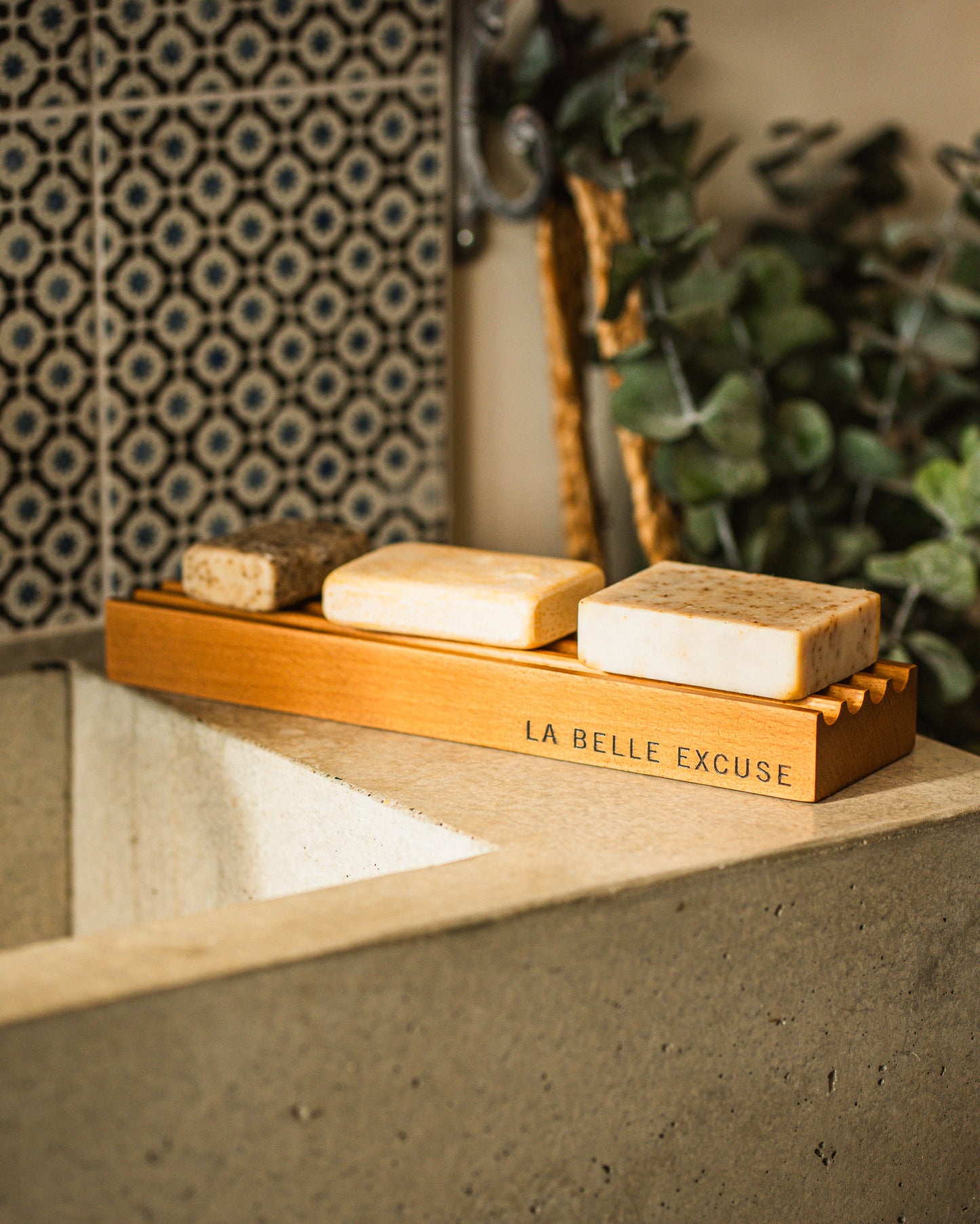 Plateau porte-savon en bois