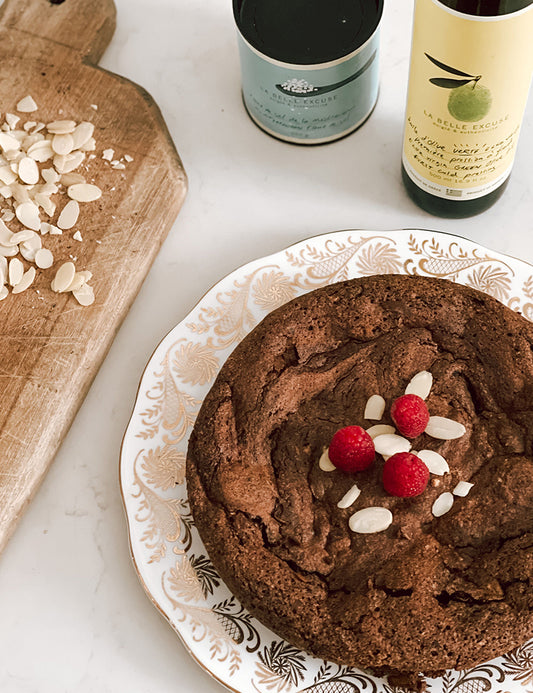 Decadent flourless chocolate, olive oil and almond cake