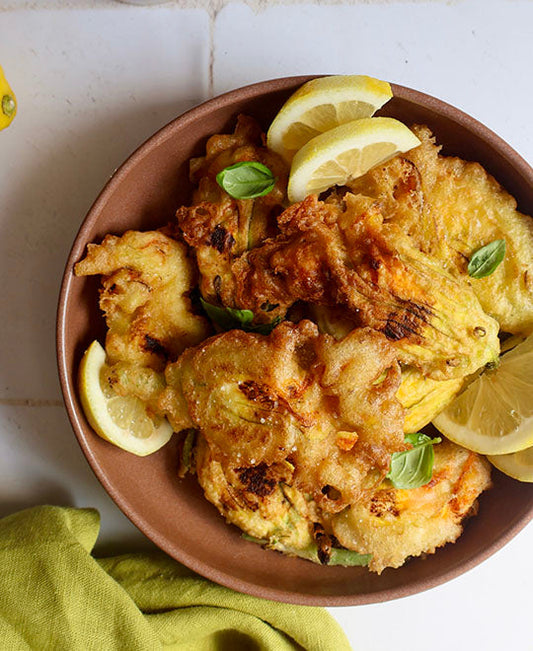 Zucchini Flowers Stuffed with Ricotta