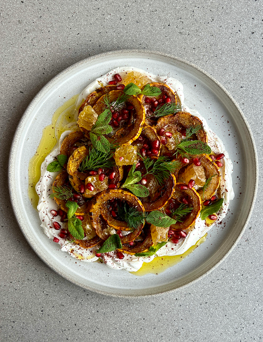 Roasted squash, labneh and zaatar dressing by Laurent Dagenais