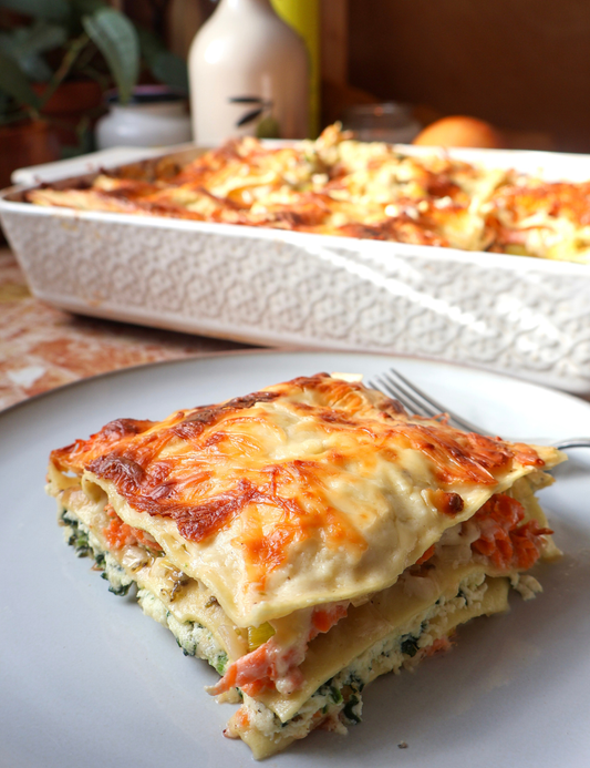 Salmon, Leek, Ricotta, and Spinach Lasagna