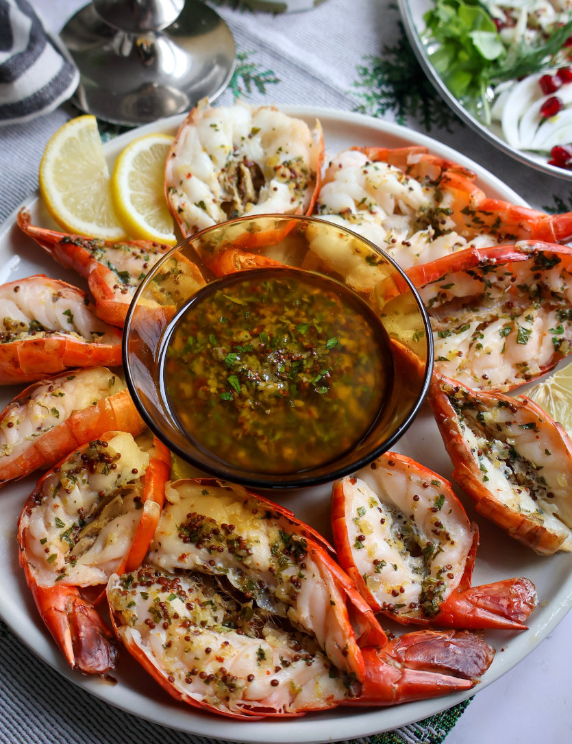 Butterfly Shrimp Cocktail & Arugula, Fennel, and Pomegranate Arils Salad