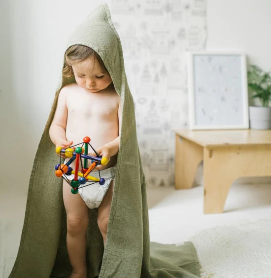 Serviette gaufrée à capuchon en lin pour enfants