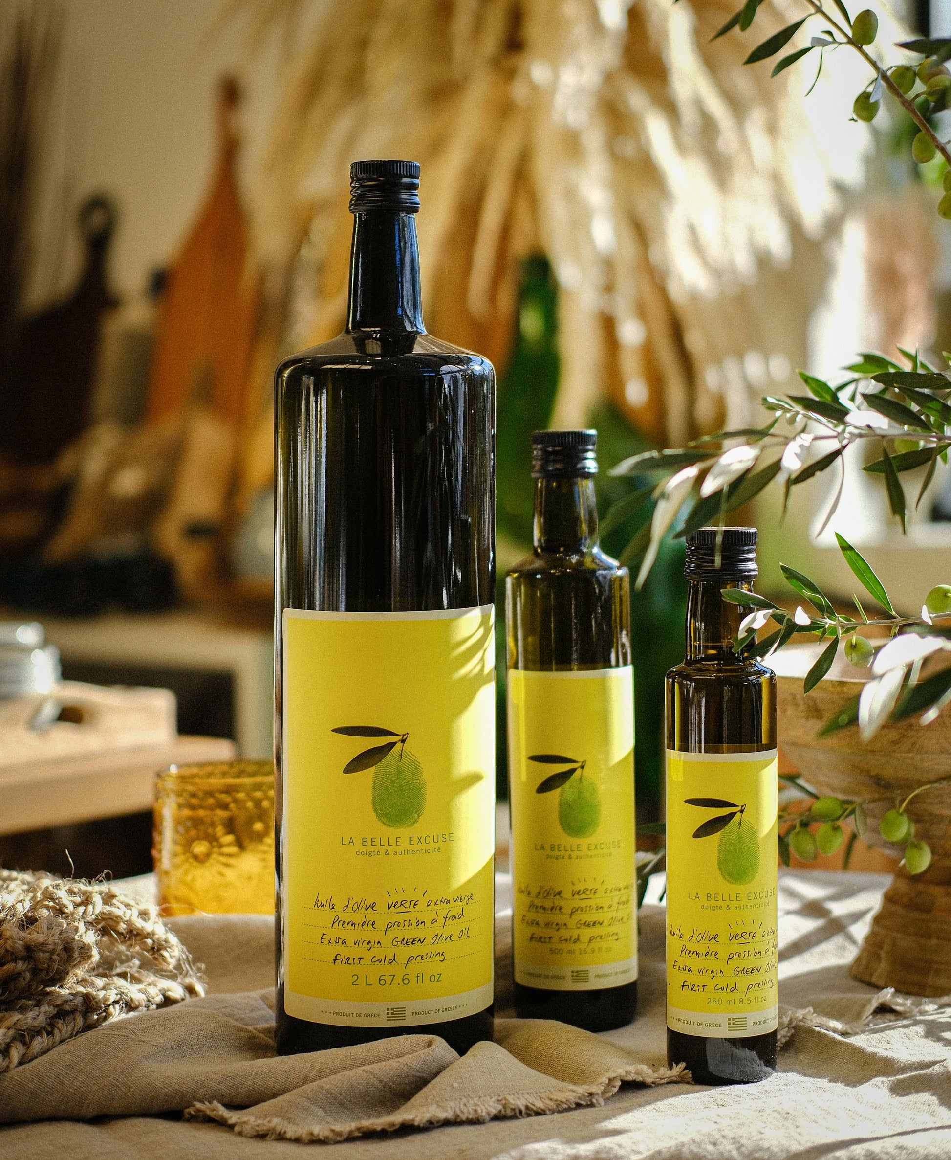 Huile d'olive verte extra vierge (première pression à froid) – La Belle  Excuse