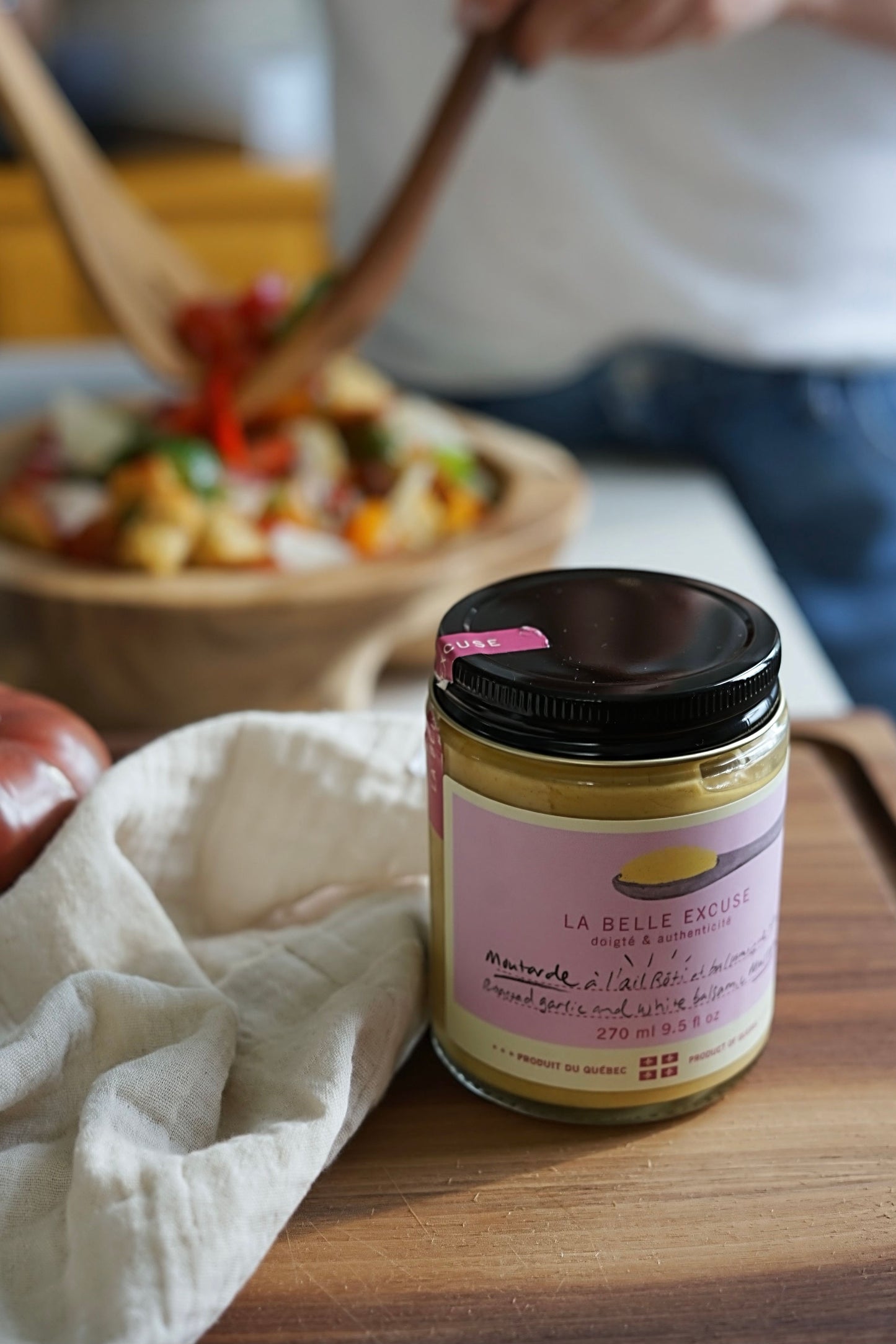 Moutarde à l'huile d'olive, ail rôti et balsamique blanc