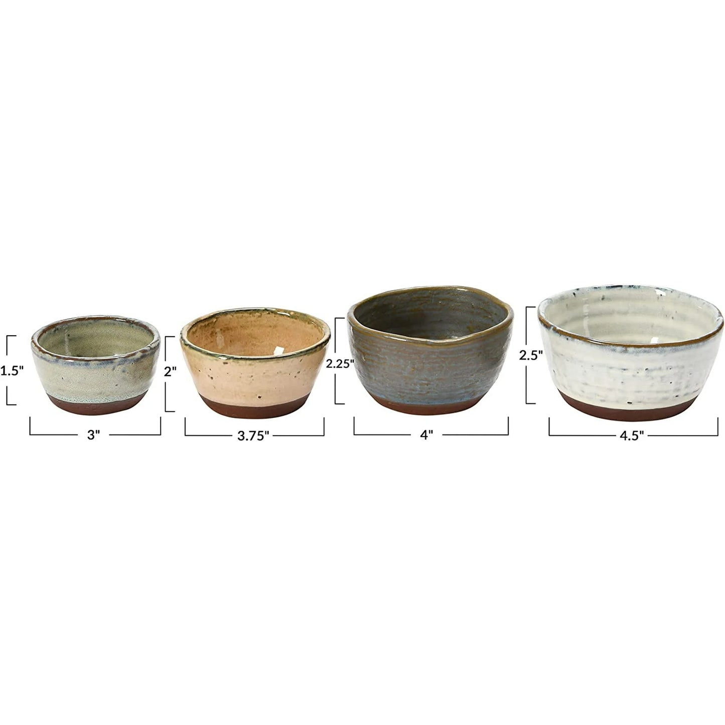 Stoneware Bowls with Reactive Glaze | Set of 4