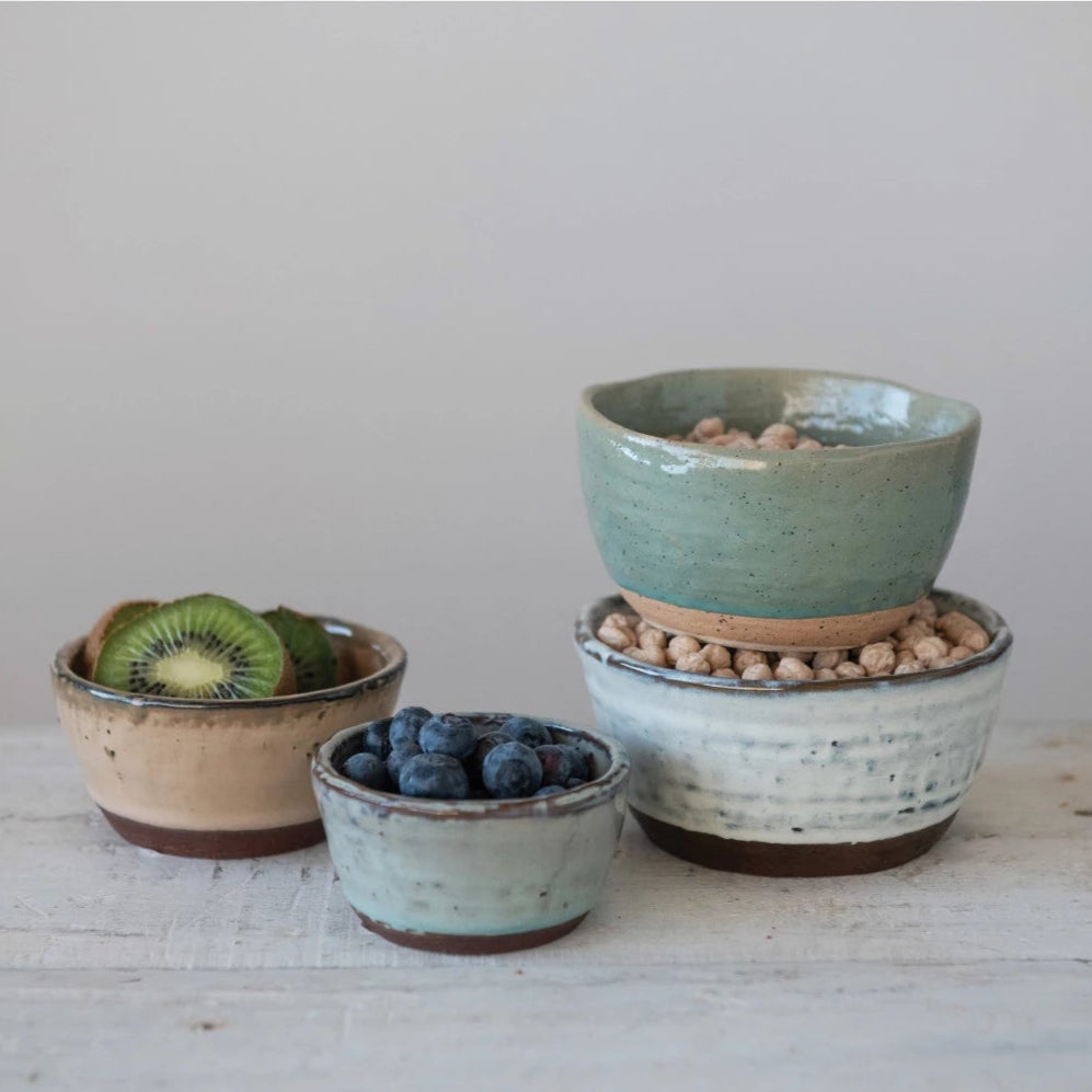 Stoneware Bowls with Reactive Glaze | Set of 4