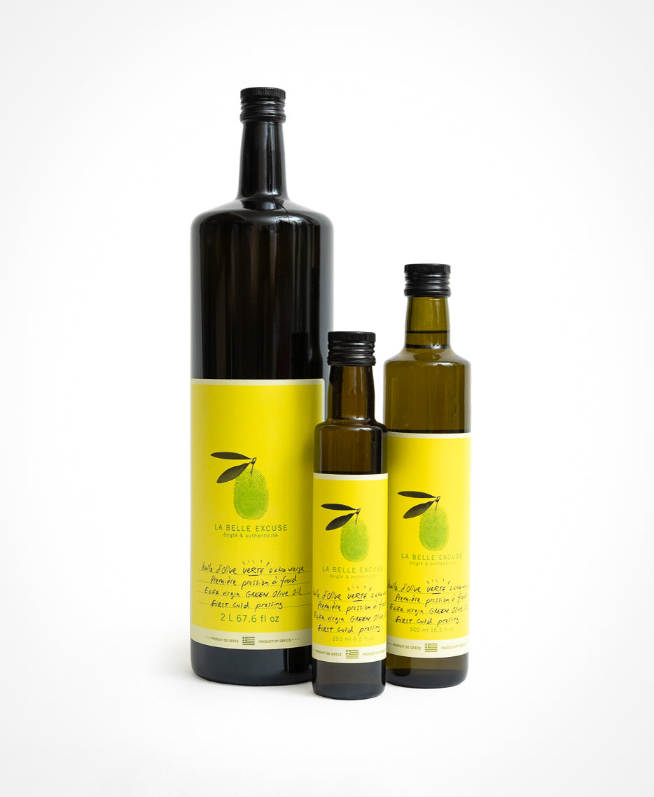 Huile d'olive verte extra vierge (première pression à froid) – La Belle  Excuse
